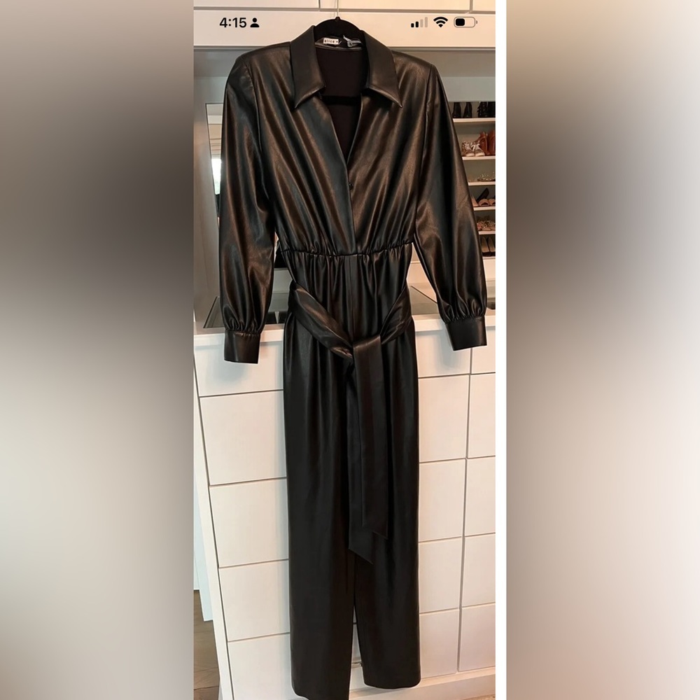 Alice + Olivia vegan leather jumpsuit